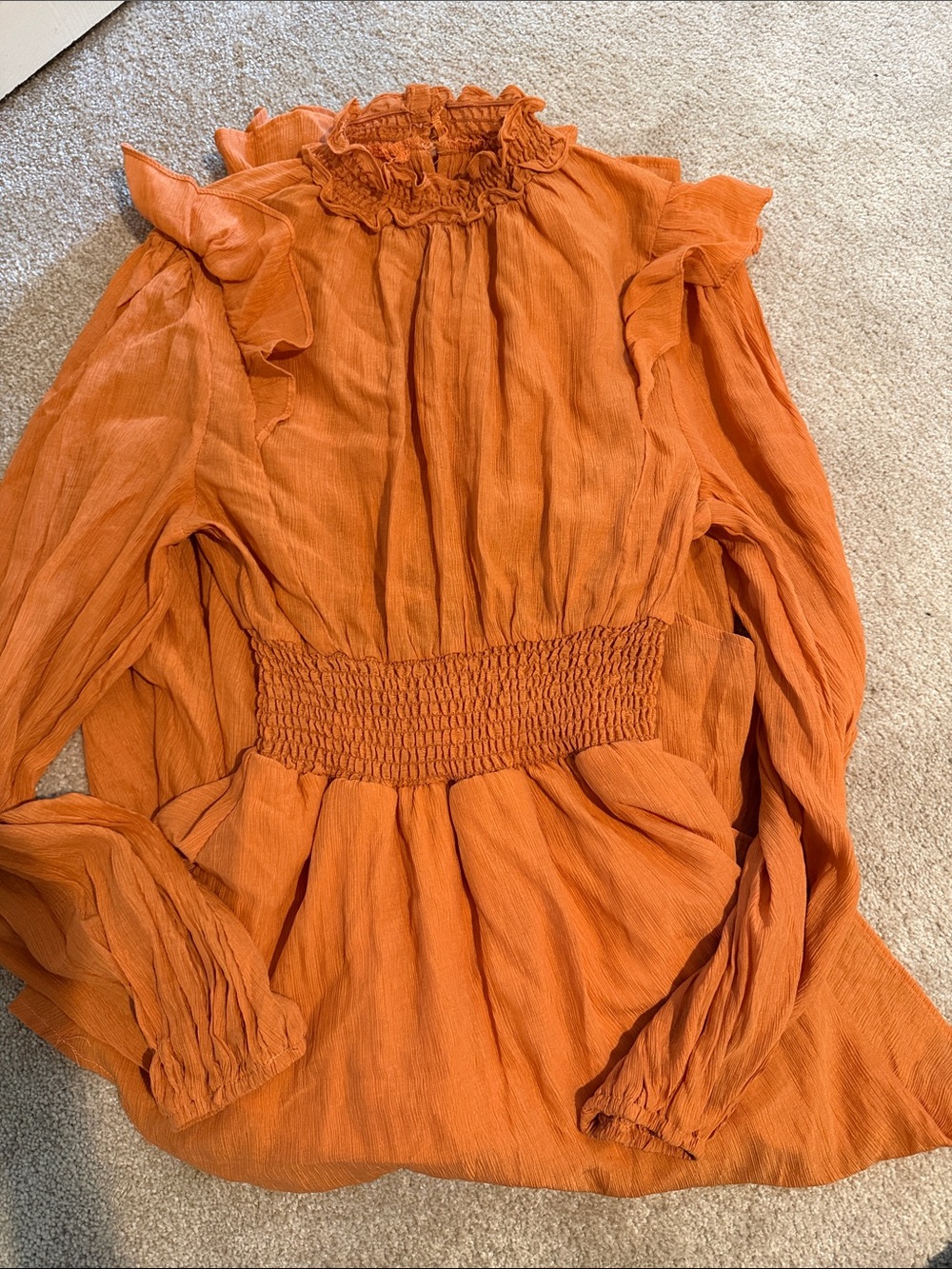 Stunning SHEIN Burnt Orange Tiered Maxi Dress with Smocked Waist